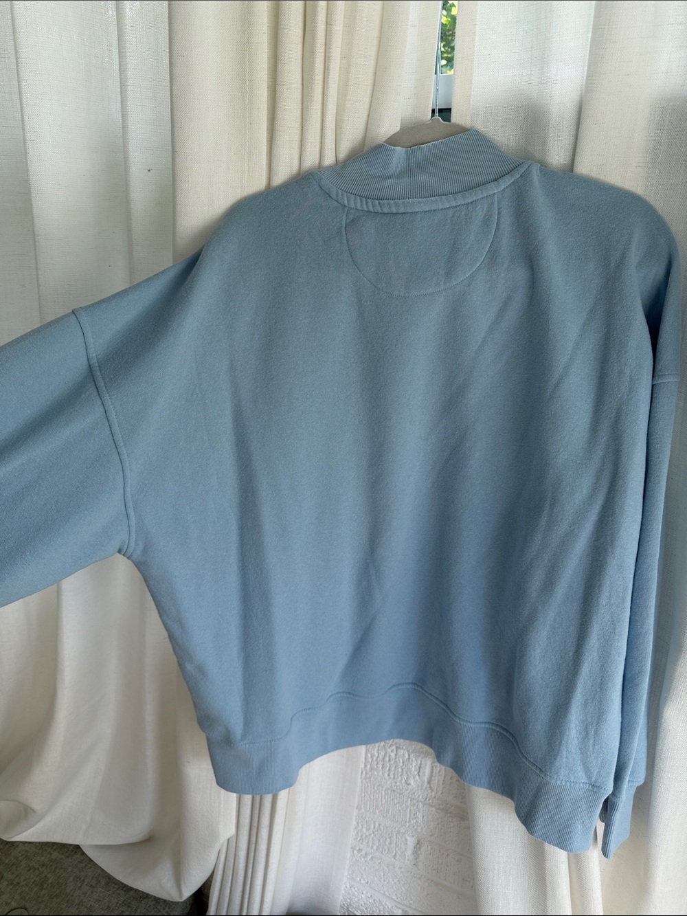 League Light Blue Crewneck Sweatshirt with Navy Ole Miss Logo - Picture 5 of 5